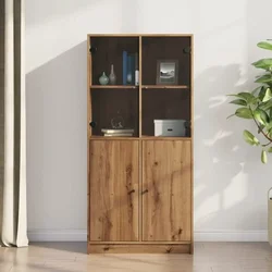 Visoka komoda s vratima 68x37x142 cm konstruirano drvo