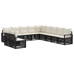 Sjedeća garnitura za vrt 11 pcs Crna poliratan