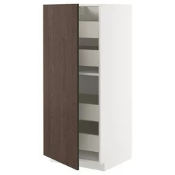 METOD / MAXIMERA Visoki element s fiokama, bela/Sinarp smeđa, 60x60x140 cm