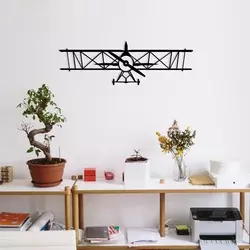 Wallity Zidna dekoracija Airplane, 70x23 cm, 1.2mm,, Crna