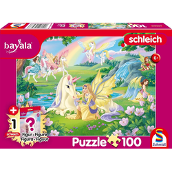 Schmidt Puzzle Bayala: Čarobni enorožci 100 kosov + figurica Schleich