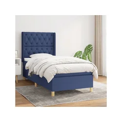 Den Box spring postelja z vzmetnico moder 80x200 cm blago