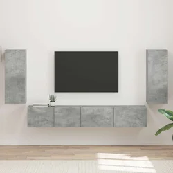 Set TV komoda 4 pcs Betonski sivi Konstruirano drvo