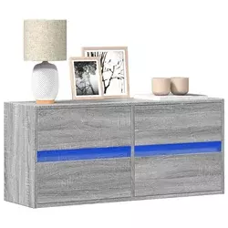 Zidni TV ormarić s LED svjetlima siva boja hrasta 100x31x45 cm