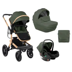 KikkaBoo Kolica Irene premium 3in1 set sa I-SIZE autosedištem i tvrdom korpom Army Green (KKB11254)