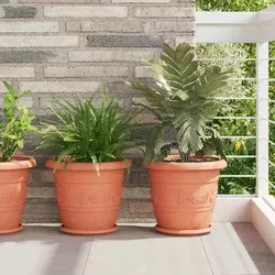 Saksije za biljke 24 pcs Crvena cigla O 34 x 28 cm Plastika