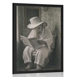 Plakat slon s časopisom na stranišču - 40x60 silver
