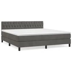 Vidaxl Box spring postelja z vzmetnico temno siva 180x200 cm žamet