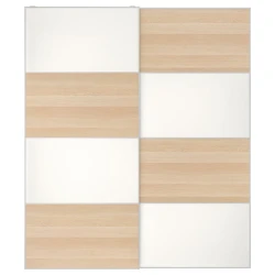 MEHAMN Par kliznih vrata, dvostrano/belo b. im. hrastovine bela, 200x236 cm