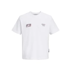 JACK & JONES Majica vinsko rdeča / črna / bela