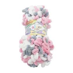 PUFFY barva - 100 g / 9 m - bela, siva, roza