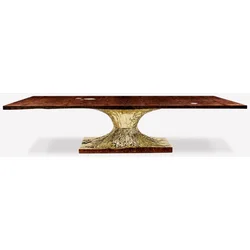 Casa Padrino Luxury Designer Dining Table Brown/Gold 330 x 130 x H. 76 cm - Rectangular Dining Table - Italian Luxury Dining Room Furniture - Luxury Furnishings - Luxury Quality - Made in Italy