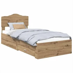 Vidaxl Konstrukcija postelje Umetni hrast 100 x 200 cm Konstruiran les