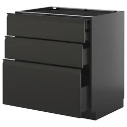 METOD / KNIVSHULT Pod.elem.3front/2dnj/1srd/1vis.fiok, Crnosiva/Upplöv boja antracita, mat, 80x60 cm