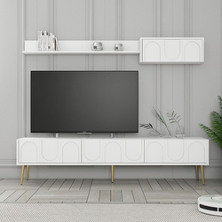 Hanah Home TV komoda sa policama Lyon 2, 180 cm, Belo-zlatna