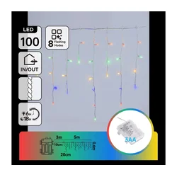 Aigostar - LED spoljni božićni lanac 100xLED/8 funkcija 3xAA 8x06m IP44 višebojno