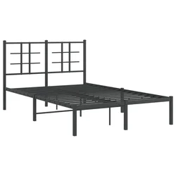 Vidaxl Kovinski posteljni okvir z vzglavjem črn 120x190 cm
