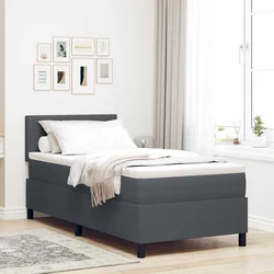 LED Box Spring Postelja Temno siva in bela 90 x 200 cm