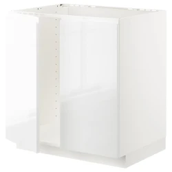 METOD Pod.elem. za sudoperu s 2 vrata, bela/Voxtorp v. sjaj bela, 80x60 cm