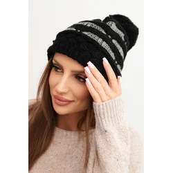Kesi Womens winter wool hat with zirconia K453 graphite
