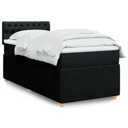 vidaXL Box spring postelja z vzmetnico črna 90x200 cm blago