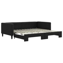 Vidaxl Izvlečna dnevna postelja črna 100x200 cm blago