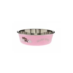 Ferribiella Činija za pse sa gumom, Inox, 21cm, Roze