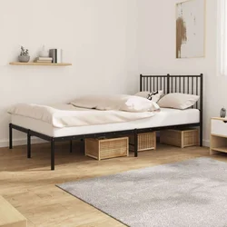 Vidaxl Kovinski posteljni okvir z vzglavjem črn 120x190 cm