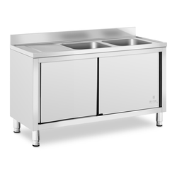 Komercijalni kuhinjski sudoper - 2 umivaonika - Royal Catering - - 500 x 400 x 300 mm