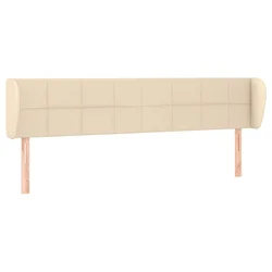 Vidaxl Vzglavje z ušesi krem 203x23x78/88 cm blago