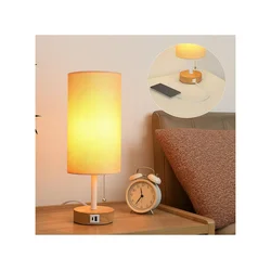 Brilagi - Stona lampa sa USB portom TABLON 1xE27/25W/230V hrast/bela/bež