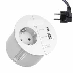 Bachmann Loop in Charge vgradna vtičnica 220V + USB TipC/TipA bela 938.301