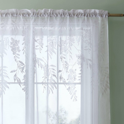 Catherine Lansfield zavesa Wisteria Floral (183x140cm), bela