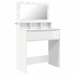 Vidaxl Toaletne mize za spalnice Visok sijaj bela 80 x 39,6 x 135 cm