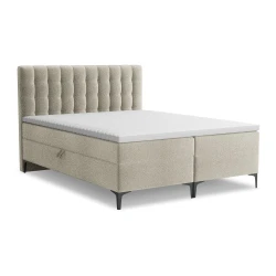 Sivorjava boxspring postelja s prostorom za shranjevanje 180x200 cm Puhala – Makamii
