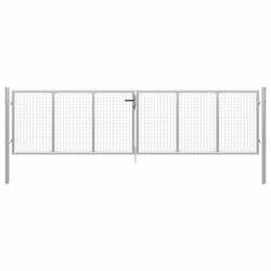 Vrtna vrata od pocinčanog čelika 400x100 cm srebrne boje