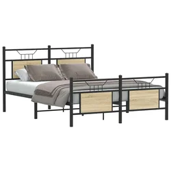 vidaXL Posteljni okvir brez vzmetnice hrast 140x200 cm inženirski les