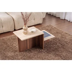 Hanah Home klub sto Harmony, 80 cm, travertin / orah Venezia