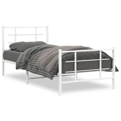 Metalni okvir kreveta uzglavlje i podnožje bijeli 90x190 cm
