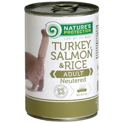 NATURES PROTECTION Hrana za mačke Neutered Turkey, Salmon&Rice, 400g