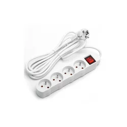 Aigostar - Produžni kabel sa prekidačem, 4 utičnice, 1,5 m, beo