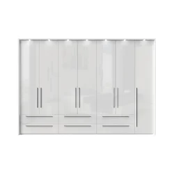 JELA Plakar P76B/PN - kolekcija Piano - Kristalno bela/Kristalno Bela HG Lak - 322x226x60 cm