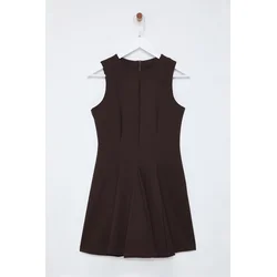 Trendyol Brown Plain Mini Woven Dress