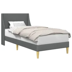 Vidaxl Konstrukcija postelje Enobarvno Temno siva 90 x 200 cm blago
