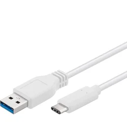 USB-C/male - USB 3.0 A/Male, bel, 0,5 m