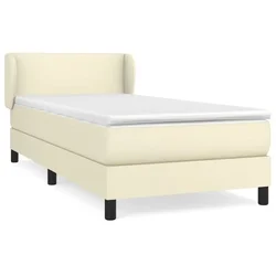 Vidaxl Box spring postelja z vzmetnico krem 100x200 cm umetno usnje