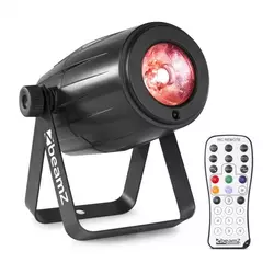 Beamz PS21W, LED pin-spot, reflektor, 12 W, 4 v 1 LED RGBW, IR daljinski upravljač, crni