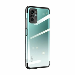 TPU gel prozirna maska u boji s galvaniziranim okvirom za Xiaomi Redmi Note 10 Pro: crna