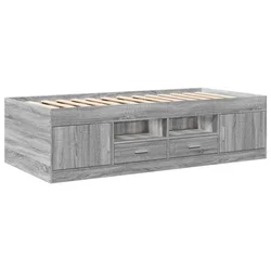 Vidaxl Dnevna postelja s predali brez vzmetnice siva sonoma 75x190 cm