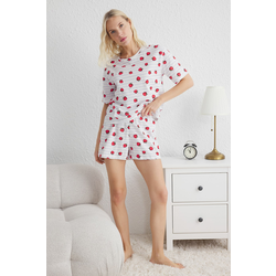 Trendyol Blue-Multicolored Printed Jersey Knitted Pajama Set